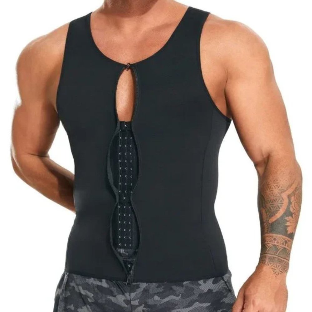 Mens Shirt Slimming Body Shaper Black Compression Tank Vest